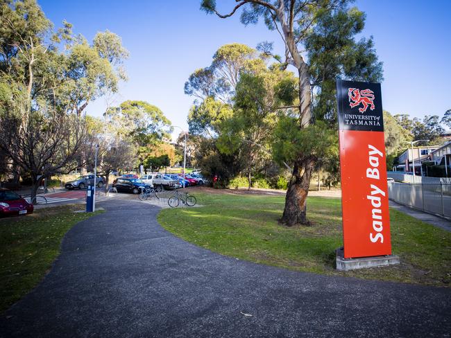 University of Tasmania building and signage, Sandy Bay Campus. Picture: Richard Jupe File / generic / landscape / general view / educations / training / development / city / Hobart /  capital / city deal