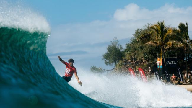 The world’s number one ranked male surfer Joao Chianca of Brazil surfs in Heat 8 of the Round of 64 at the Boost Mobile Gold Coast Pro at Snapper Rocks on Wednesday. (Photo: Cait Miers/World Surf League)