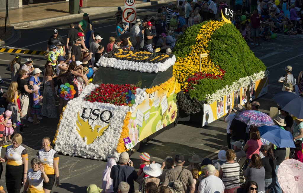 USQ float. Carnival of Flowers 2013 parade. Photo Nev Madsen / The Chronicle