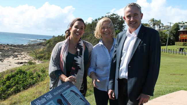 Crs Tegan Swan and Mayor Denise Knight and Kevin Hogan MP announced $1.1m grant for the Whale Trail in April 2019.