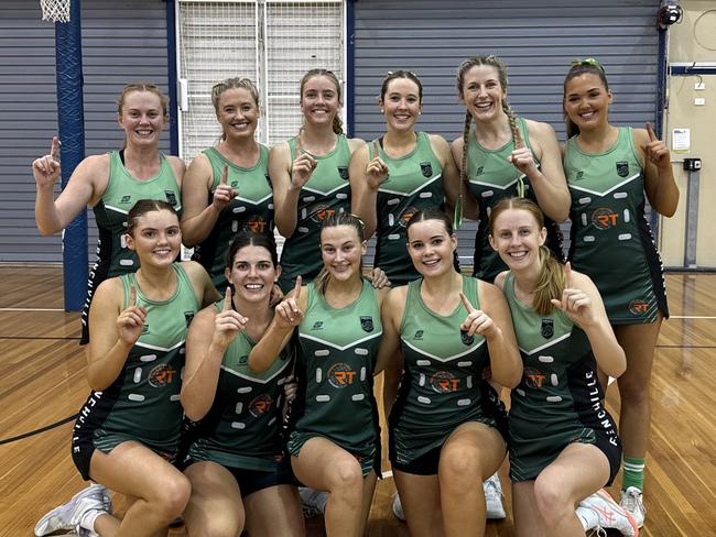 The victorious Frenchville Mambas team members (back row, from left) Talia Batty, Morgan Festing, Tessa Manning, Summer Laurie, Madison Day and Charlise Seibold and (front, from left) Grace Gabriel, Abbie Buchholz, Olivia Busby, Tauri Chapman and Laura Horsman.