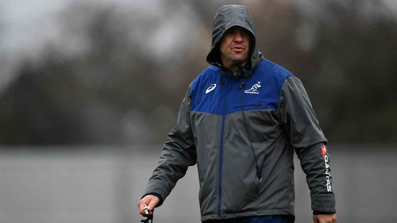 Wallabies coach Michael Cheika during a training session at the Lensbury.