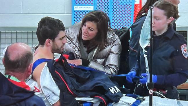 Petracca being taken to the hospital.