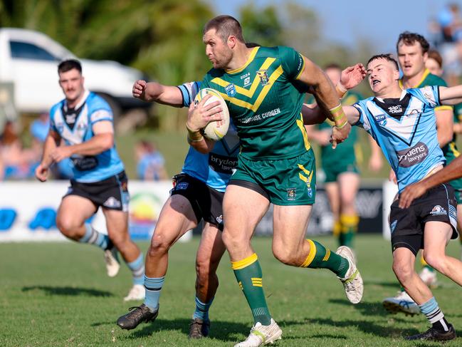 Caleb Ziebell breaks through the Ballina line. Picture: DC Sports Photography. NRRRL Finals Week 2, 1st Grade. Ballina Seagulls vs Cudgen Hornets at Kingsford Smith Park, 25th August 2024