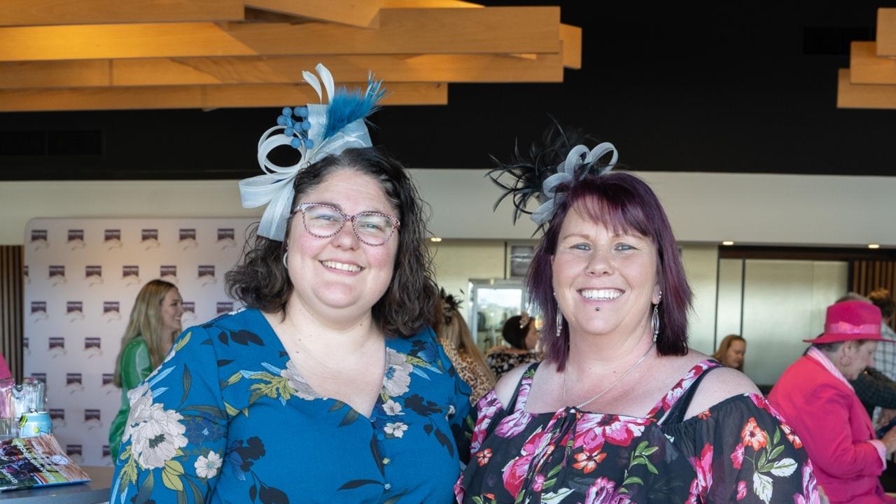 Marcella Williams and Kerrie Austin at the Gympie Muster Races. Saturday, August 19,. 2023. Picture: Christine Schindler