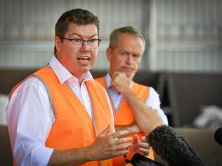 Opposition spokesman on Climate Change and Energy and Shadow Assistant Minister for Infrastructure Pat Conroy and Opposition Leader Bill Shorten at an event in Gladstone earlier this year. Picture: Mike Richards GLA220119NOIL