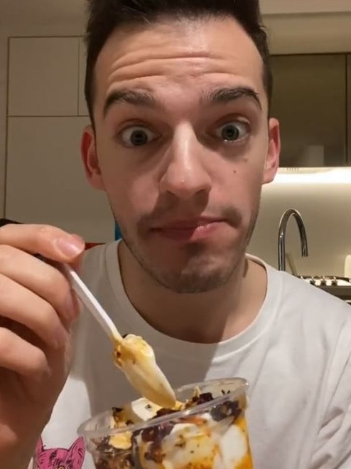 Aussie foodie Ryan Paturzo put it to the test, but don’t mind the look on his face. Picture: TikTok/ryanpaturzo