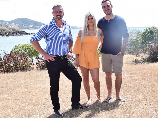 The House Hunters crew films host Lucas Wilson with Canadian couple Brooke and Jared Runnels at Cooee Bay in September 2019 for the episode's winter release in Nth America
