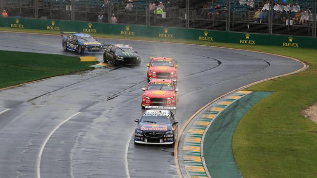 Jamie Whincup led home Scott McLaughlin and Fabian Coulthard in Race 4 at Albert Park.