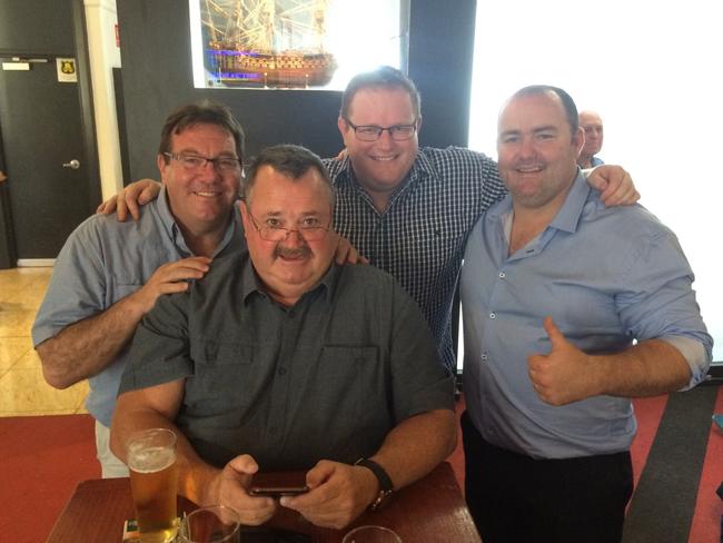 Darryl Brohman (second from left) with late friend and colleague David Morrow (L). Picture: Mark Levy/X