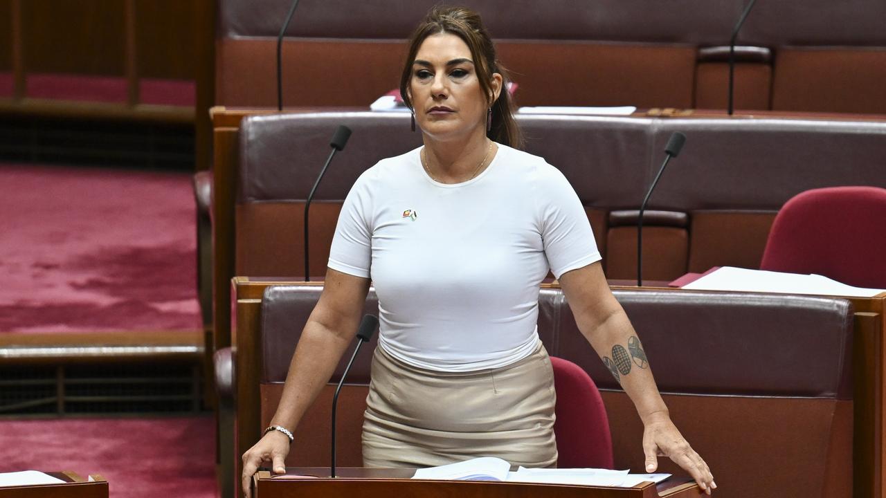 Senator Lidia Thorpe will be barred from entering the Senate for the final sitting days of the year after her outburst at Senator Pauline Hanson. . Picture: NewsWire/ Martin Ollman