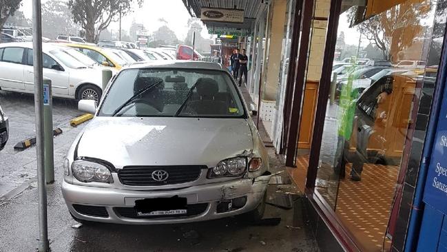 A Mitcham woman, 70, was shaken but uninjured after crashing her car at Heathmont Village today. Picture: Rusty Woodger