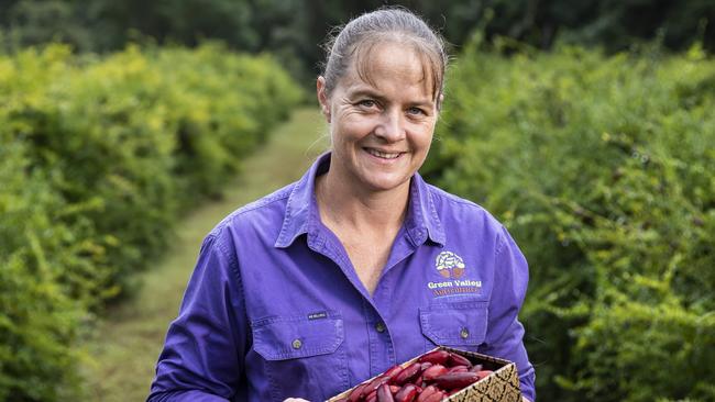 Jade King of Green Valley Fingerlimes is exploring domestic options for the native fruit. Picture: Mark Cranitch