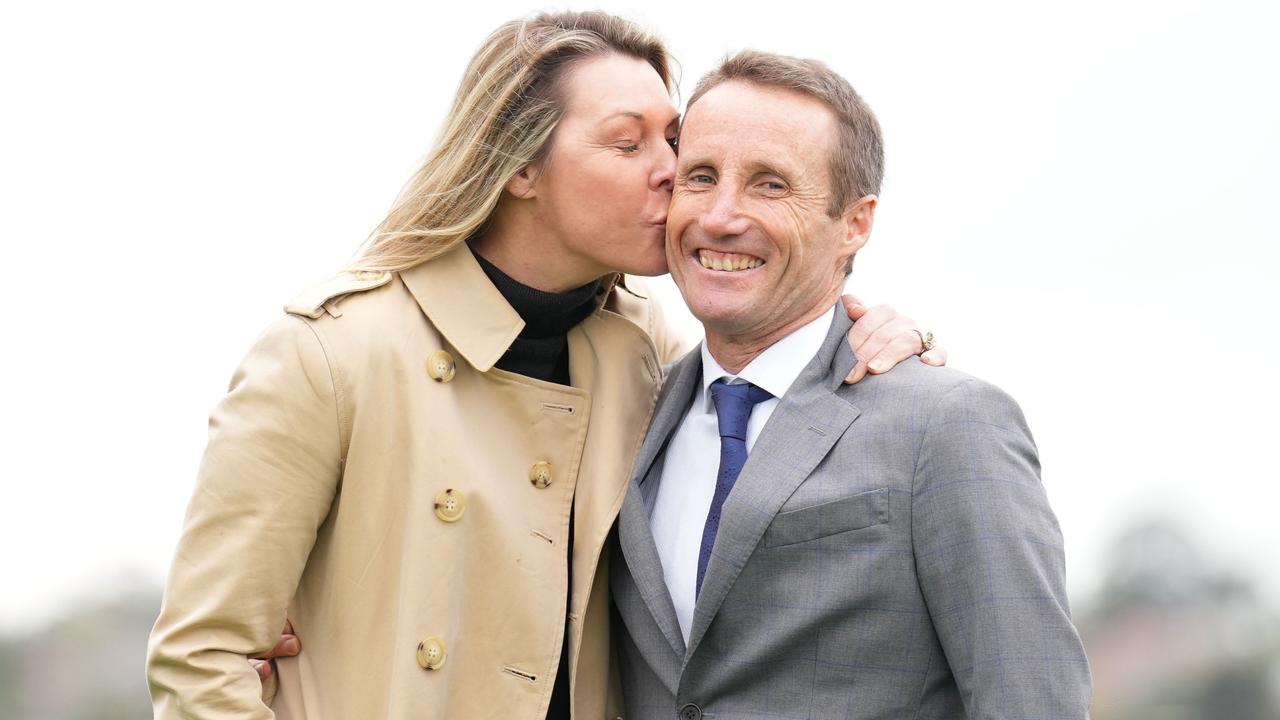 Damien Oliver with his wife, Trish.