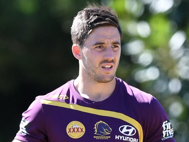 Ben Hunt looks on during a Brisbane Broncos training session in Brisbane, Tuesday, August 8, 2017. (AAP Image/Dave Hunt) NO ARCHIVING