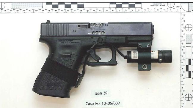 The Glock pistol with attached laser sight used to kill Des Moran.