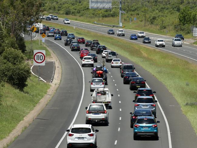 Boxing Day traffic on the Hume Hwy yesterday. Picture: Jonathan Ng