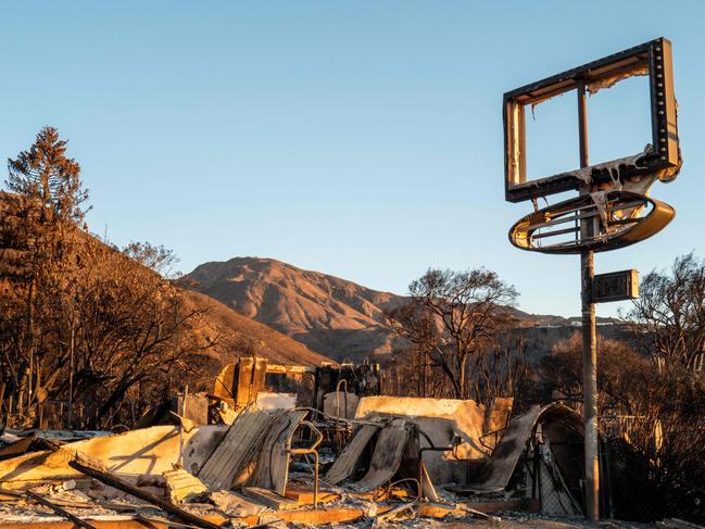 The remains of a restaurant destroyed by the Palisades wildfire is seen on January 13, 2025 in Malibu, California. Picture: Getty Images via AFP