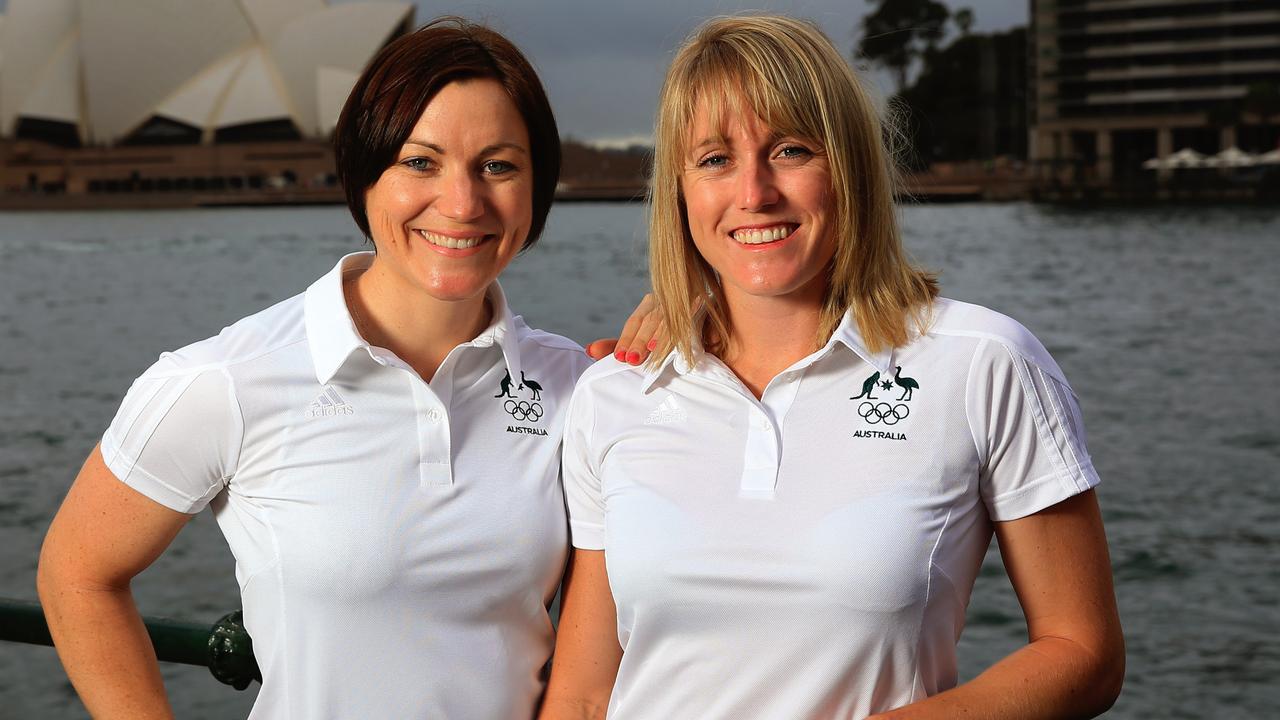 Olympians Anna Meares and Sally Pearson at Circular Quay, Sydney, talking about their preparations for the Rio Olympics. pic Mark Evans