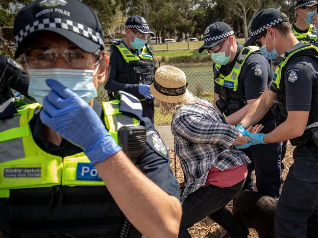 Victoria Police handed out more than 32,000 public health and safety orders in the past 12 months. Picture: Darrian Traynor/Getty Images