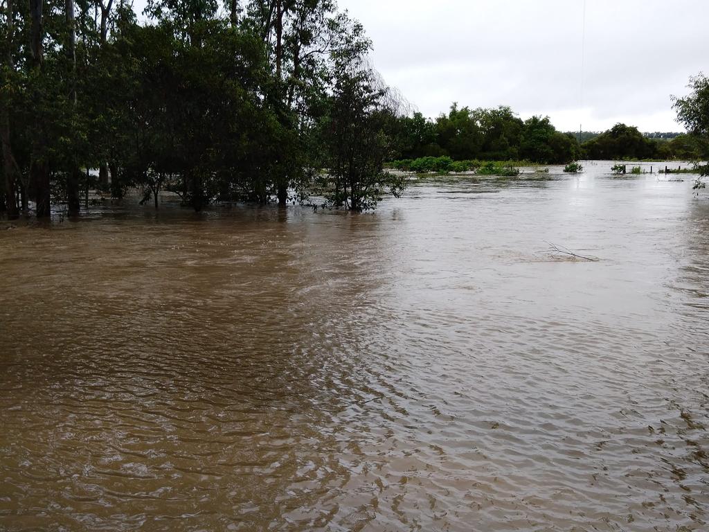 Photos of 1m of water over Beresford Rd Boompa on the Biggenden/Maryborough Rd. Picture: Hayden Beresford