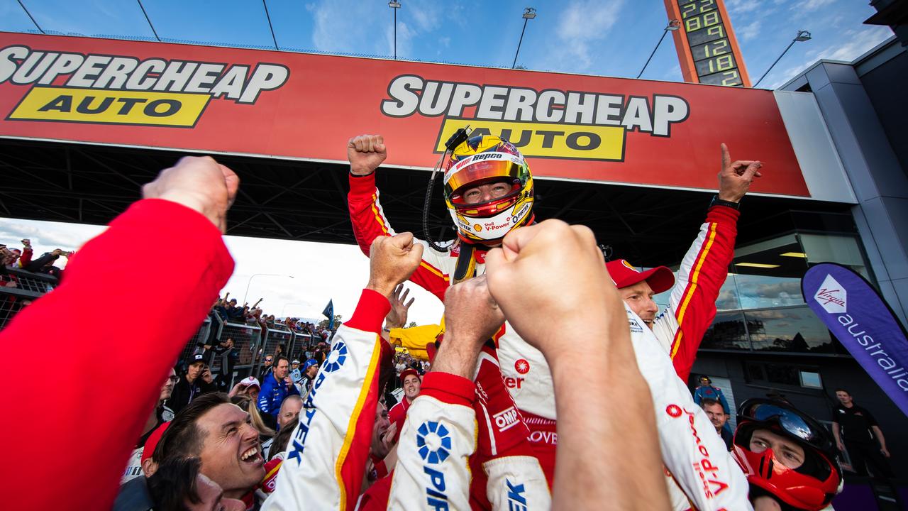 Scott McLaughlin celebrates after winning the Bathurst 1000. Picture: Daniel Kalisz