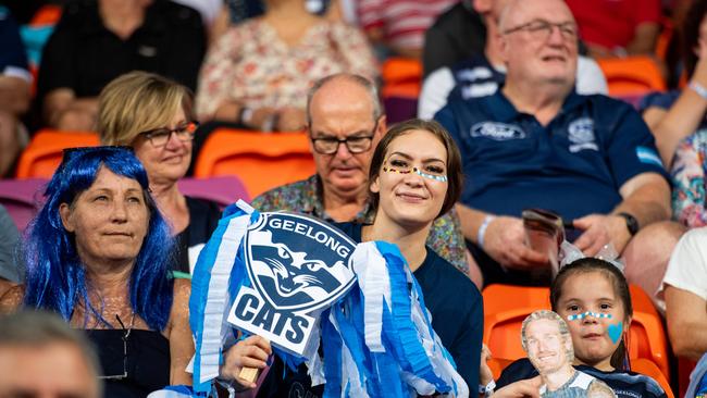 Fans at the Gold Coast Suns vs Geelong Cats Round 10 AFL match at TIO Stadium. Picture: Pema Tamang Pakhrin