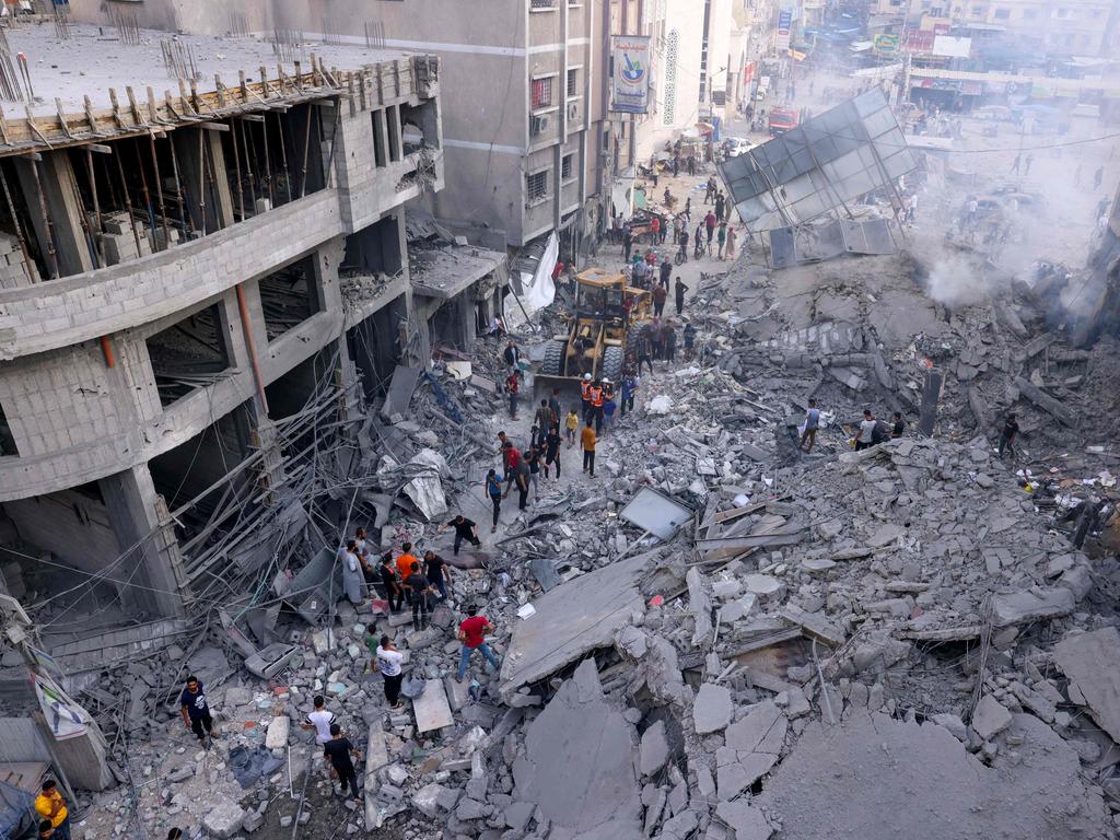 Israel flattened the city centre of Khan Yunis, where Deif’s family are believed to have been killed. Picture: AFP