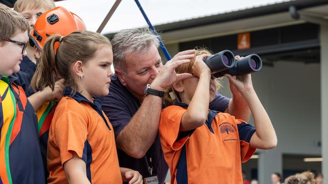 Girraween Primary School students tour the NTES Palmerston Volunteer Unit, meeting Paddy the Platypus and testing out the emergency sirens. Picture: Pema Tamang Pakhrin