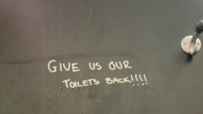 Students at Aquinas College have been banned from using toilets during class – this has been written on the girls toilets.