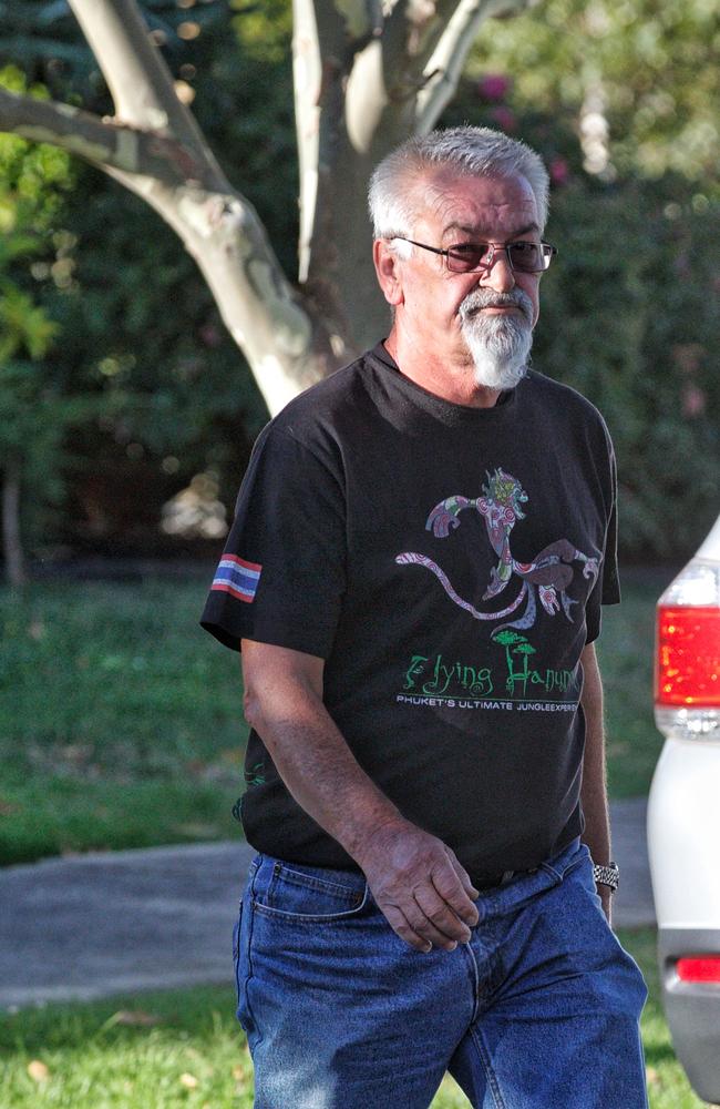 Vasko Ristevski visits the Ristevski house in Avondale Heights on Tuesday evening. Picture: Mark Stewart