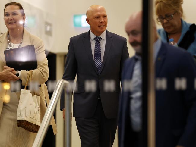 Peter Dutton at NSW Party headquarters. Picture: Jonathan Ng