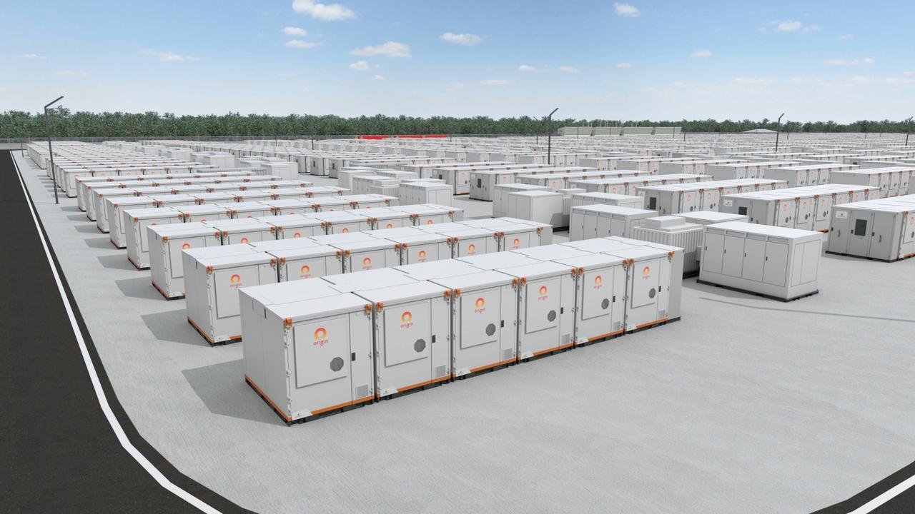 An artist’s impressions of a $600m battery mooted by Origin Energy for the Eraring site.