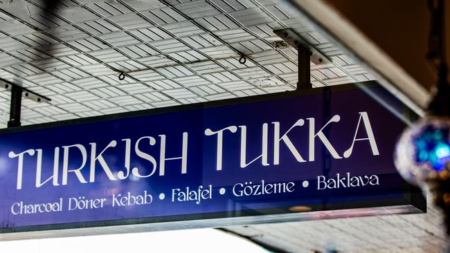 Signage at Turkish Tukka in Sandy Bay. Picture: Linda Higginson