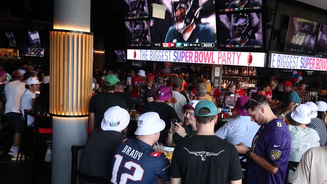 Fans at the Sporting Globe bar at Robina to watch the Superbowl earlier this year. Picture Glenn Hampson