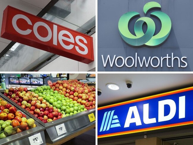 Four-way split of supermarket logos. Picture: NCA NewsWire