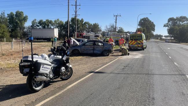 The scene of the crash at Angle Vale. Picture: Jason Katsaras