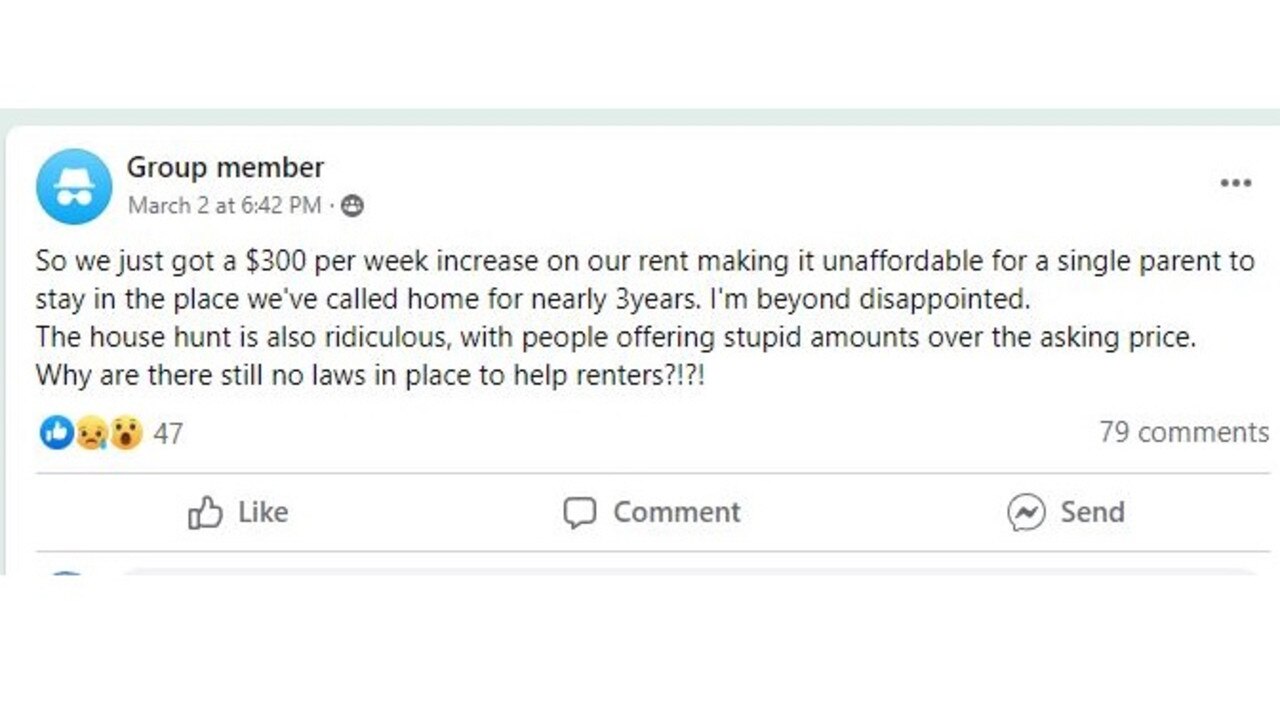 The post exposes the sad reality of Australia's rental crisis. Picture: Facebook