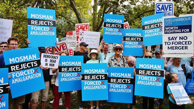 Mosman delegates at the "Save Our Councils Coalition: Local Democracy - Not Dictatorship" rally at Hyde Park. Picture: Braden Fastier