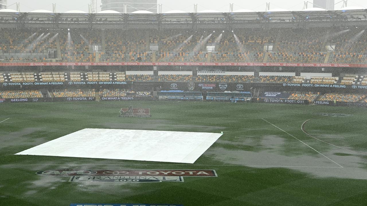 To be fair, a day Grand Final at the Gabba this year would’ve meant a massive downpour in the first half. (Photo by Quinn Rooney/Getty Images)