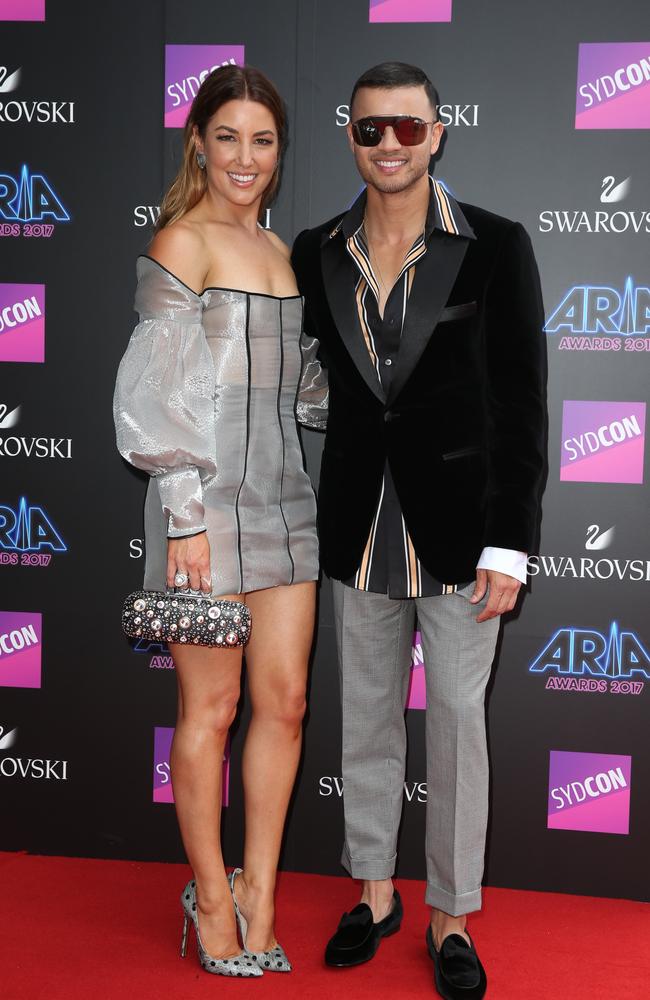 What a good-looking couple! Jules and Guy Sebastian on the red carpet.