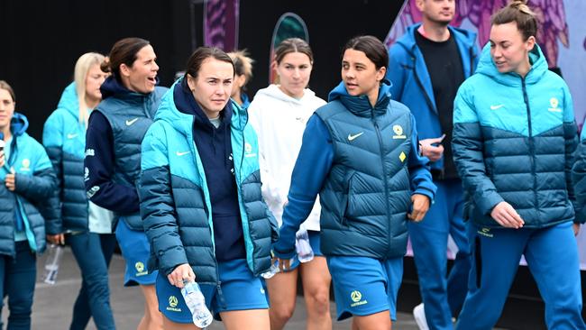 The Matildas, take a team walk around Darling Harbour the morning of the semi-final