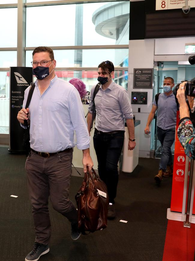 The first arrivals in Sydney on Monday morning. Picture: NCA NewsWire / Damian Shaw