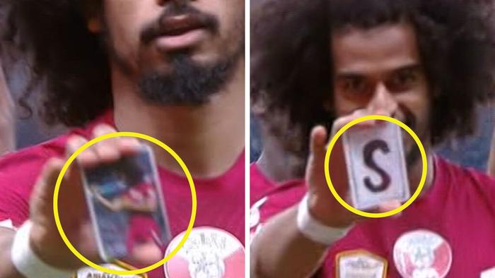 Akram Afif celebrated his first goal with a bizarre magic trick. Picture: Supplied