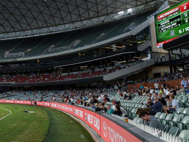 ADELAIDE, AUSTRALIA - MARCH 01: Riverbank stand during the ODC Final match between South Australia and Victoria at Adelaide Oval, on March 01, 2025, in Adelaide, Australia. (Photo by Mark Brake/Getty Images)