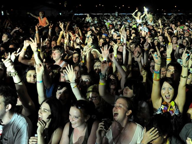 Groovin the Moo - Townsville at Murray Complex. Crowd during The Wombats. The crowd, thousands of music lovers from around the North converged on the Murray Sports Complex yesterday for the annual Groovin the Moo festival.