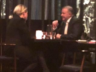 Then Opposition leader Anthony Albanese dines with Julian Assange's lawyer in Canberra. Picture: Supplied