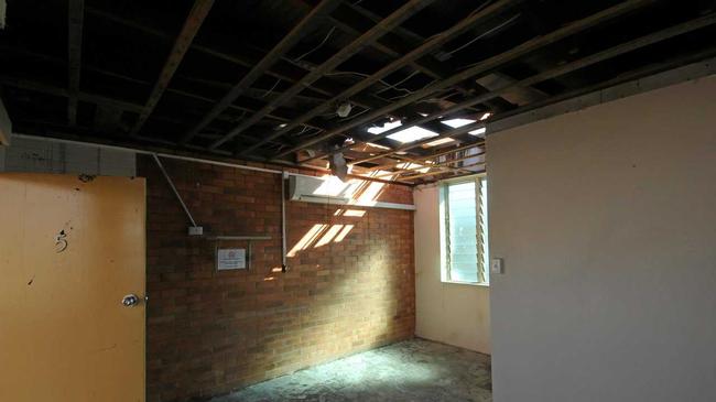A room in the Proserpine Motel left ruined by Cyclone Debbie. Picture: Peter Carruthers