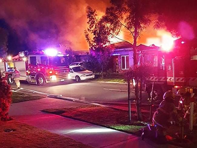 21/11/2021 - Footage has emerged of fire engulfing a house in Melbourne’s west on Saturday night, November 20, 2021, that claimed the lives of four children aged one, three, six and 10.