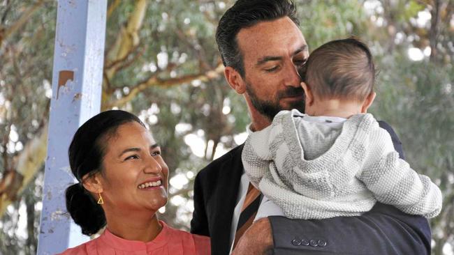 QUITTING POLITICS: Member for Perth Tim Hammond , with his wife Lindsay and seven-month-old son Tully, is resigning from Federal Parliament because of the toll it has taken on his family. Picture: AAP/REBECCA LE MAY